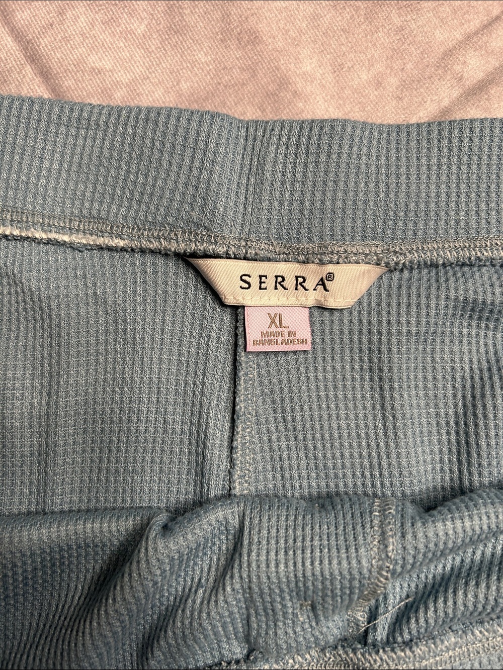 Serra Light Aqua Blue Waffle Knit Henley Short Pajama Set - Picture 5 of 12